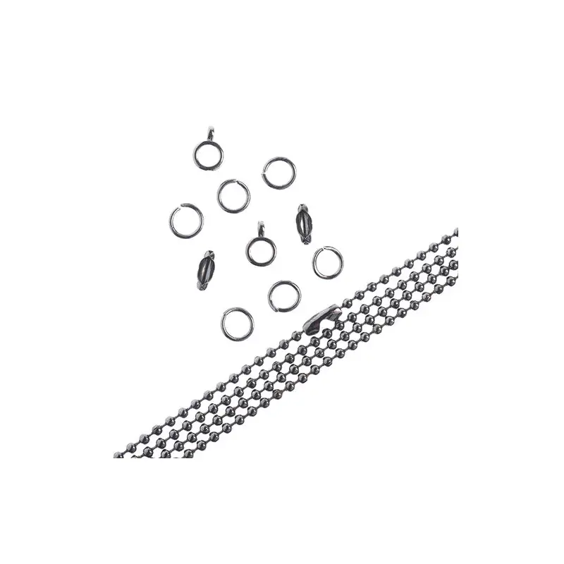 36in Chain and Findings Set- 3mm Ball Chain Gunmetal