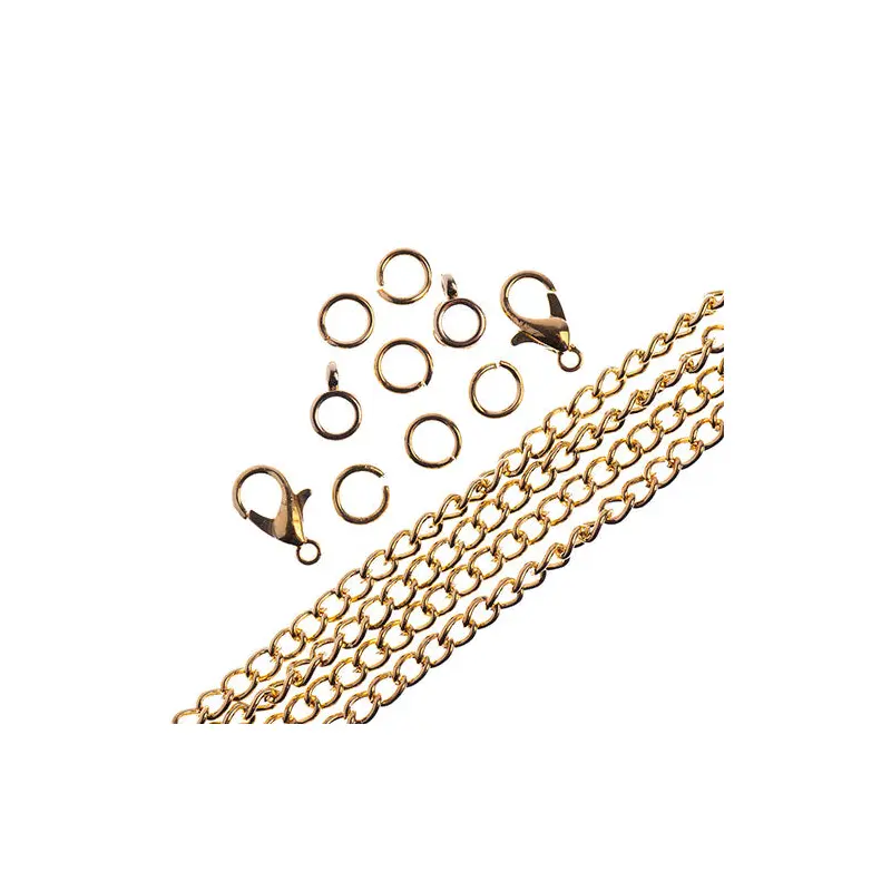 36in Chain and Findings Set- 3x4mm Curb Chain Gold
