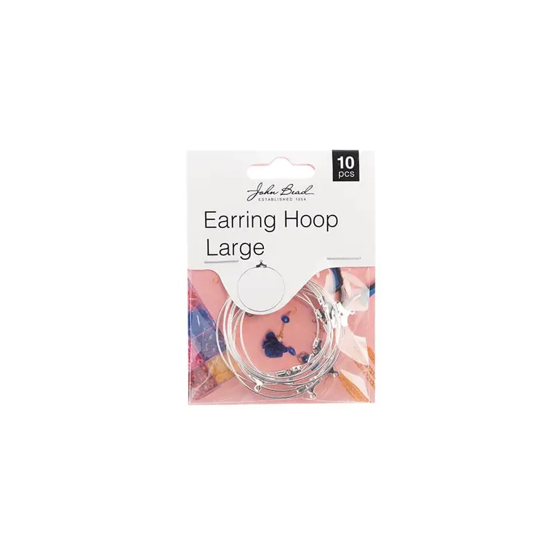 Must Have Findings - Earring Hoop Large (apx 38mm) Silver 10pcs