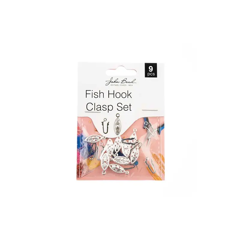 Must Have Findings - Fish Hook Clasp Set 6x20mm Silver 9pcs