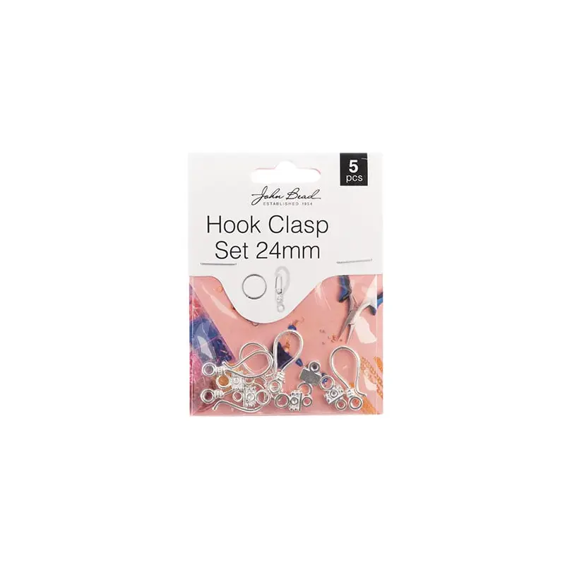 Must Have Findings - Hook Clasp Set 24mm Silver 5pcs
