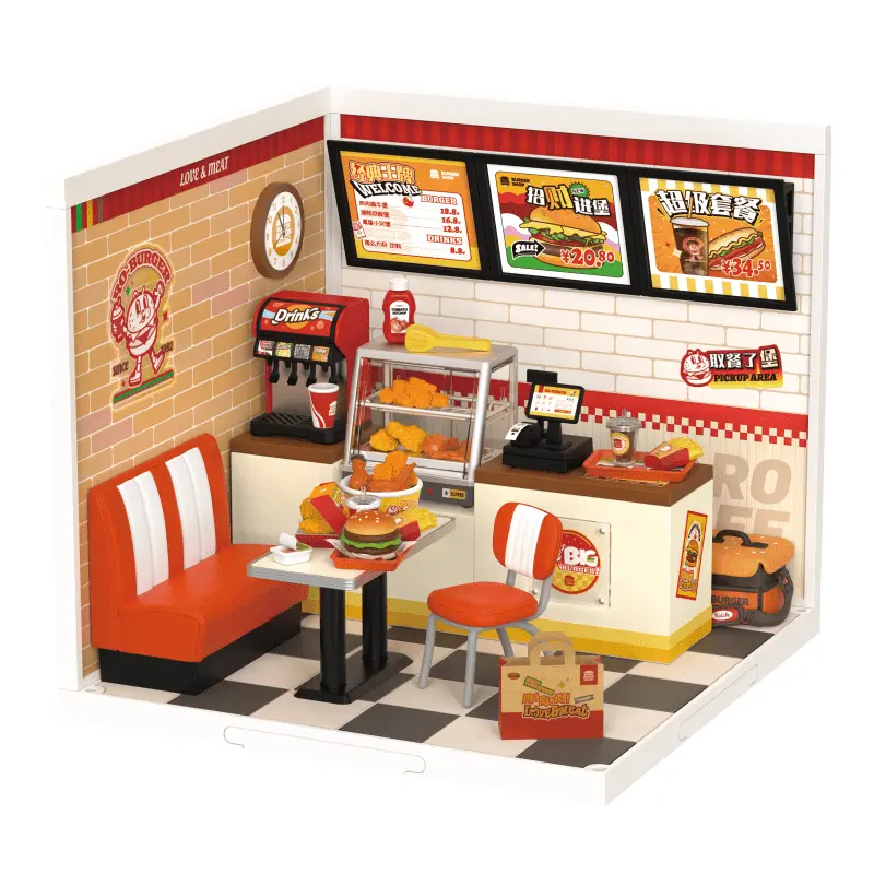 Yum Yum Burgers DW010 Rolife Super Creator DIY Stackable Dollhouse Miniatures Kit