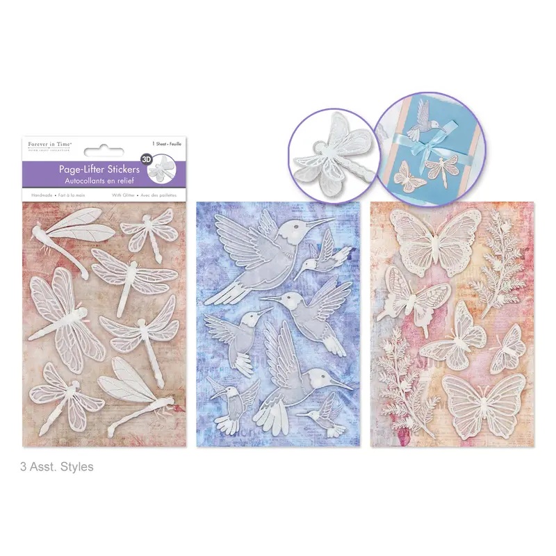 Handmade Sticker: 4.9"x7.3" 3D Page Lifters w/Crease Asst 12eax3stl  High Flyers