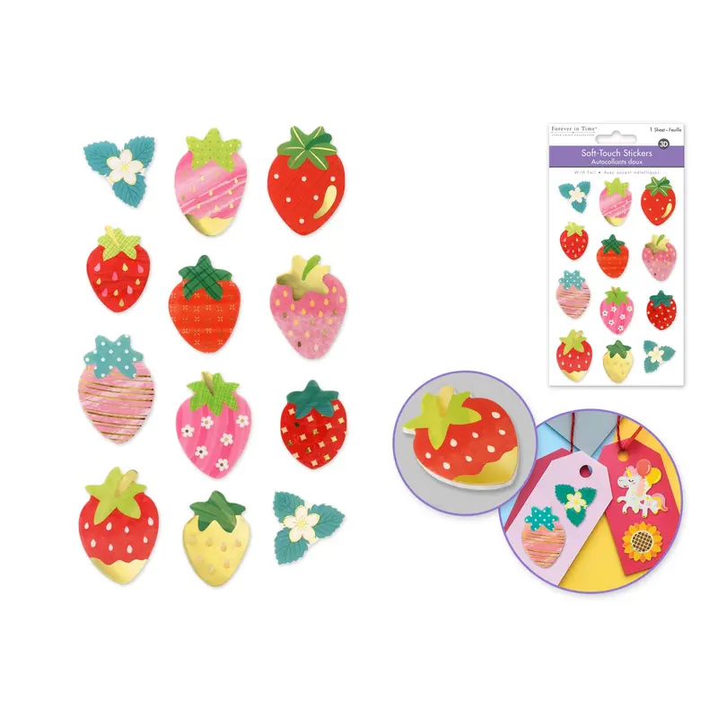 Paper Craft Sticker: 3.9"x6.3" 3D Glimmer Foam Soft-Touch Berry Blast