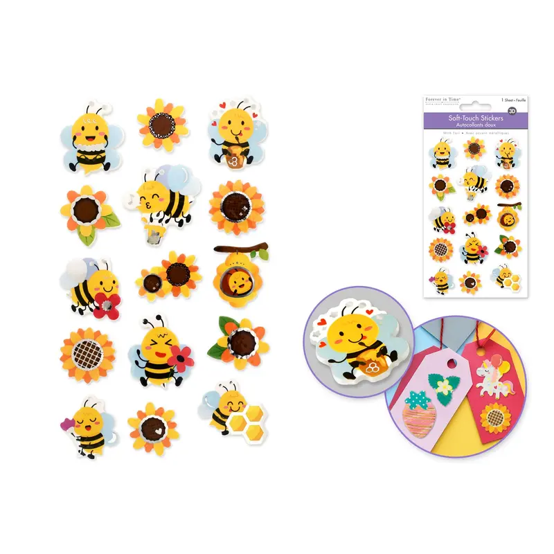 Paper Craft Sticker: 3.9"x6.3" 3D Glimmer Foam Soft-Touch Honey Bee