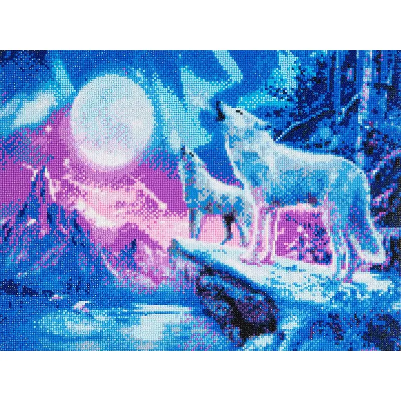 Craft Buddy Crystal Art Kit  Wolves & Northern Lights 40 x 50cm Pre-Framed 5D Art Kit