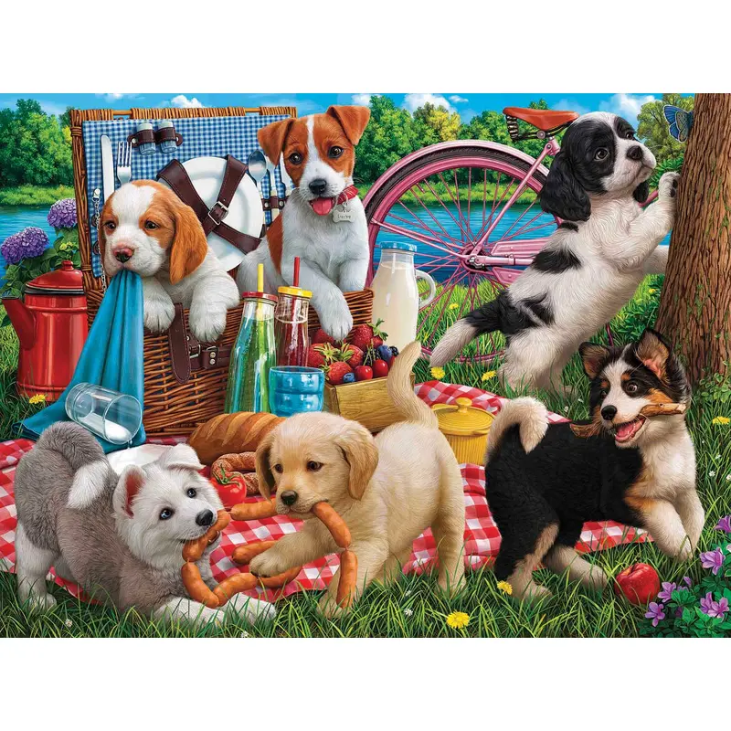 Sunsout 500pc Puzzle - Puppies on a Picnic