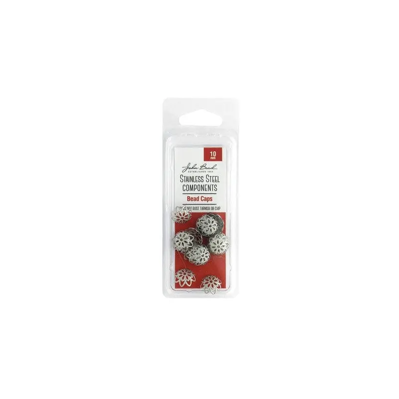 John Bead Stainless Steel Bead Cap 10mm 24pc