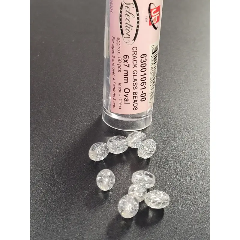 Crack Glass Beads 6x7mm Oval