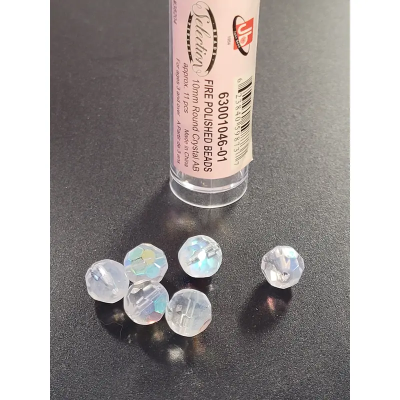 Fire Polished Beads 10mm Round Crystal AB