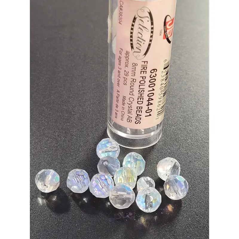 Fire Polished Beads 8mm Round Crystal AB