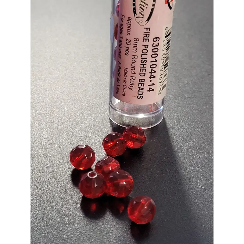 Fire Polished Beads 8mm Round Ruby