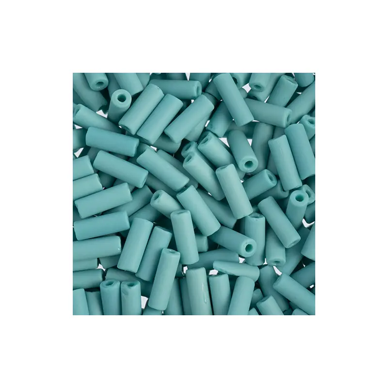 Glass WAMPUM Beads Tubes 8x3mm Opaque Turquoise Matt
