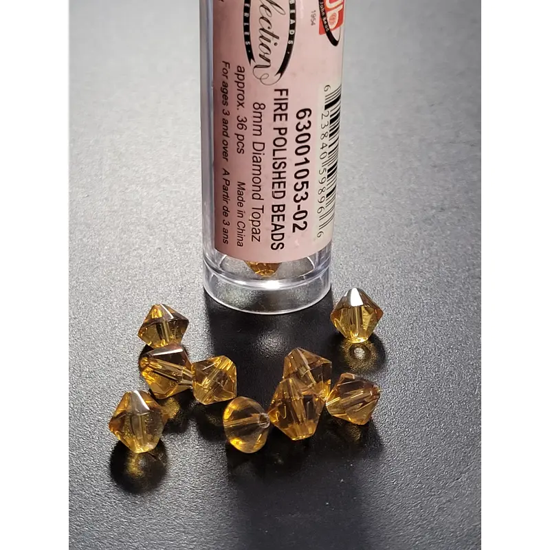 Fire Polished Beads 8mm Diamond Topaz