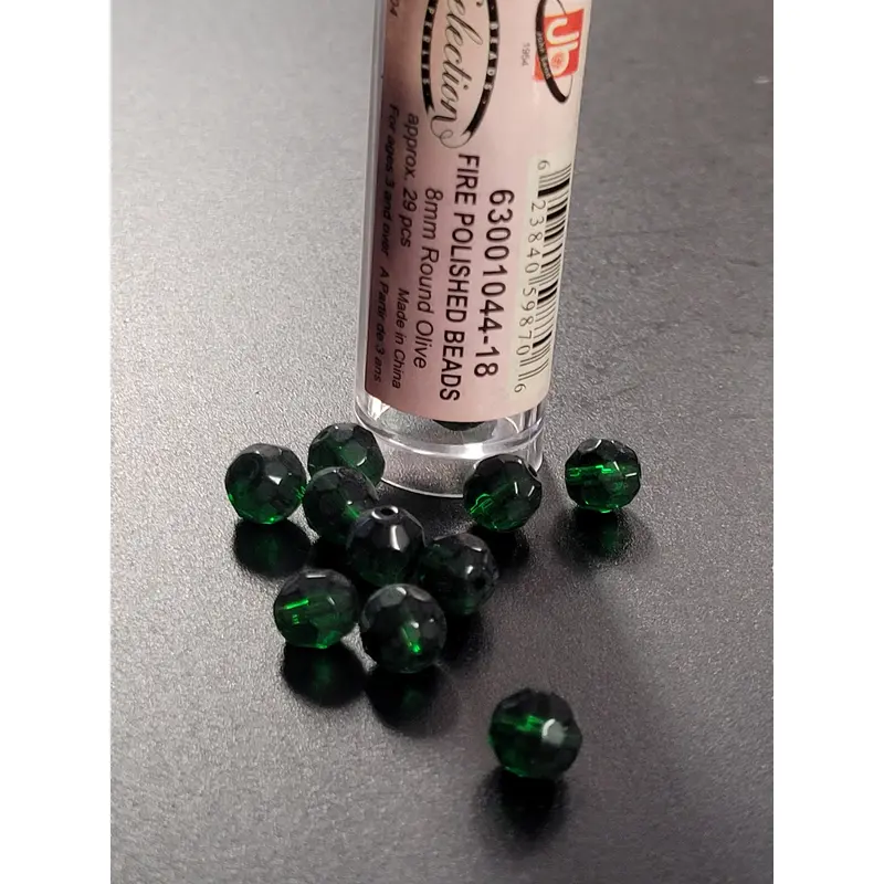 Fire Polished Beads 8mm Round Olive