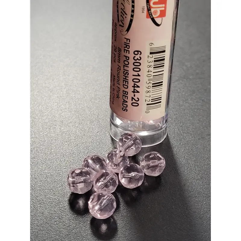 Fire polished Beads 8mm Round Pink