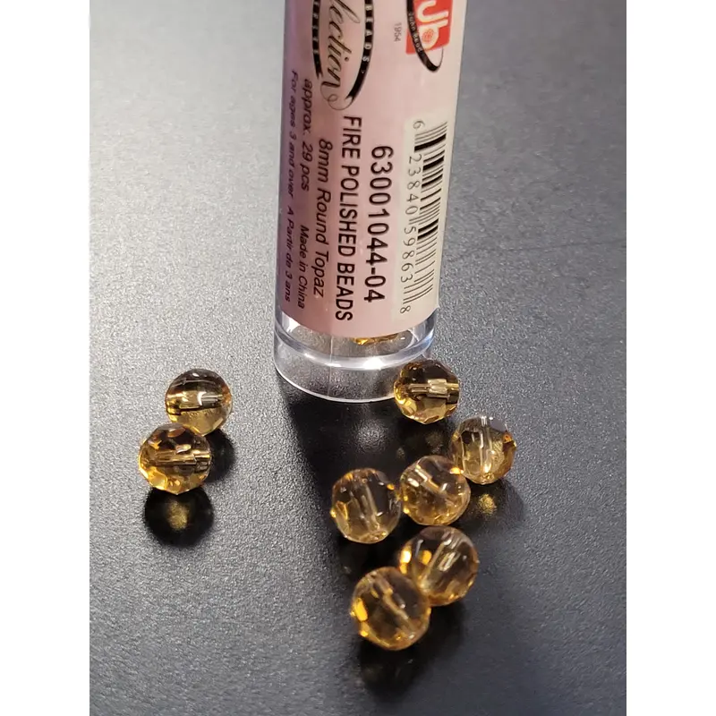 Fire Polished Beads 8mm Round Topaz