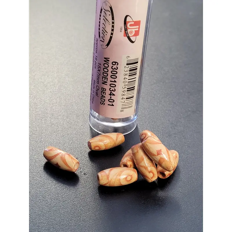 Wooden Beads 15x7mm Oval