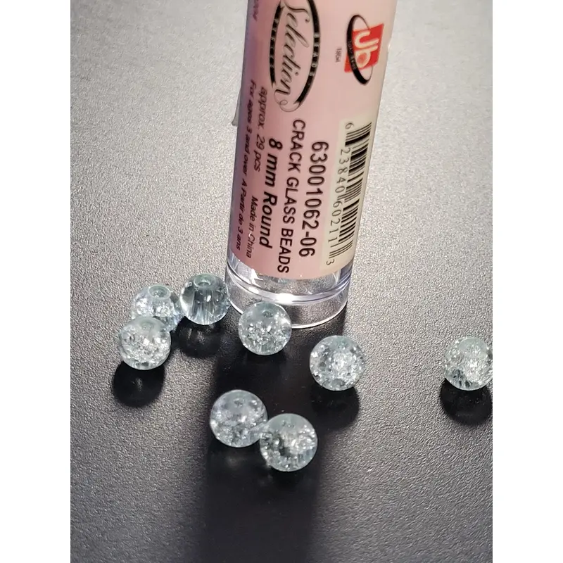 Crack Glass Beads 8mm Round Crystal Blue