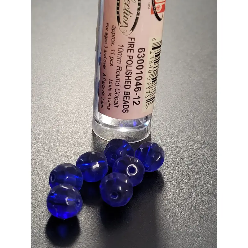 Fire Polished Beads 10mm Round Cobalt
