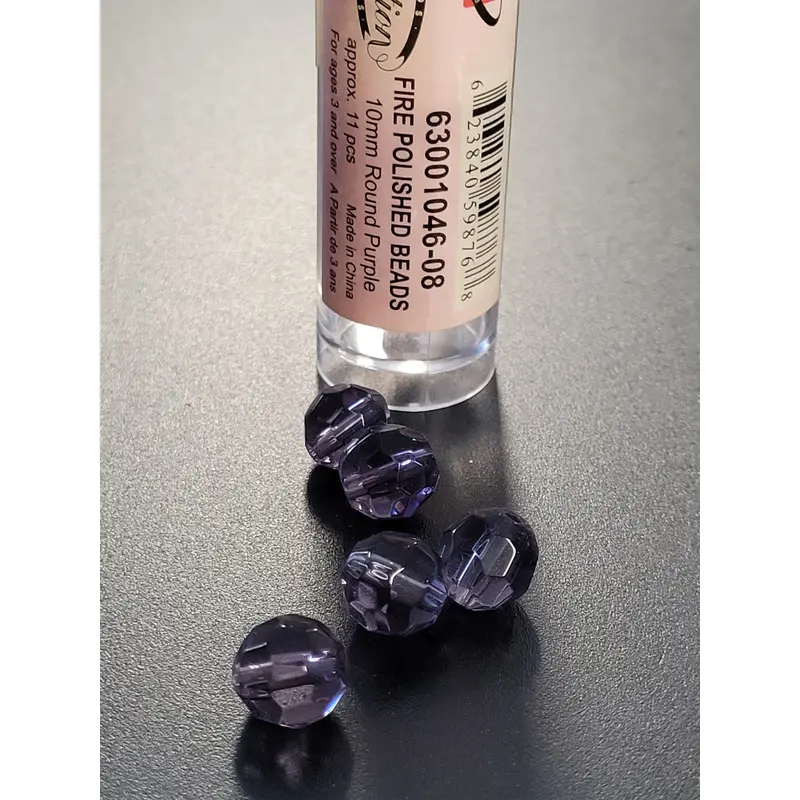 Fire Polished Beads 10mm Round Purple