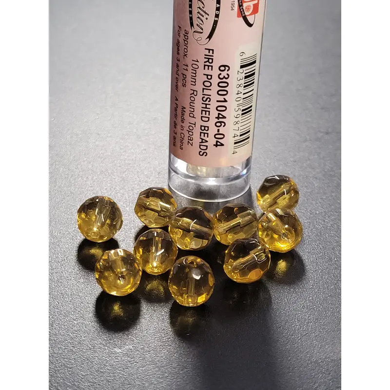 Fire Polished Beads 10mm Round Topaz
