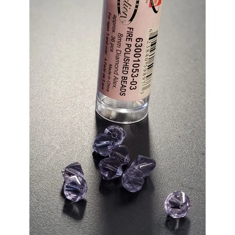 Fire Polished Beads 8mm Diamond Alex.