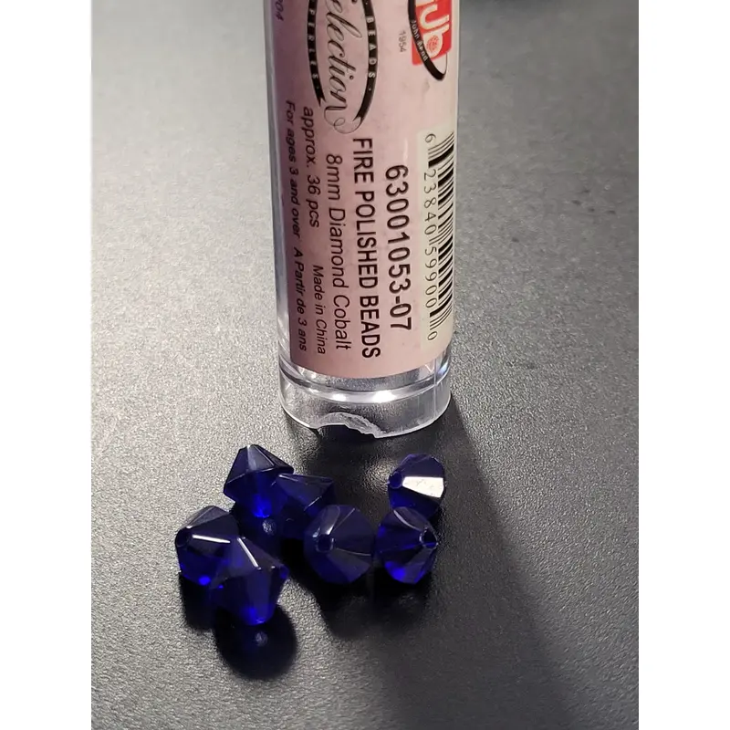 Fire Polished Beads 8mm Diamond Cobalt