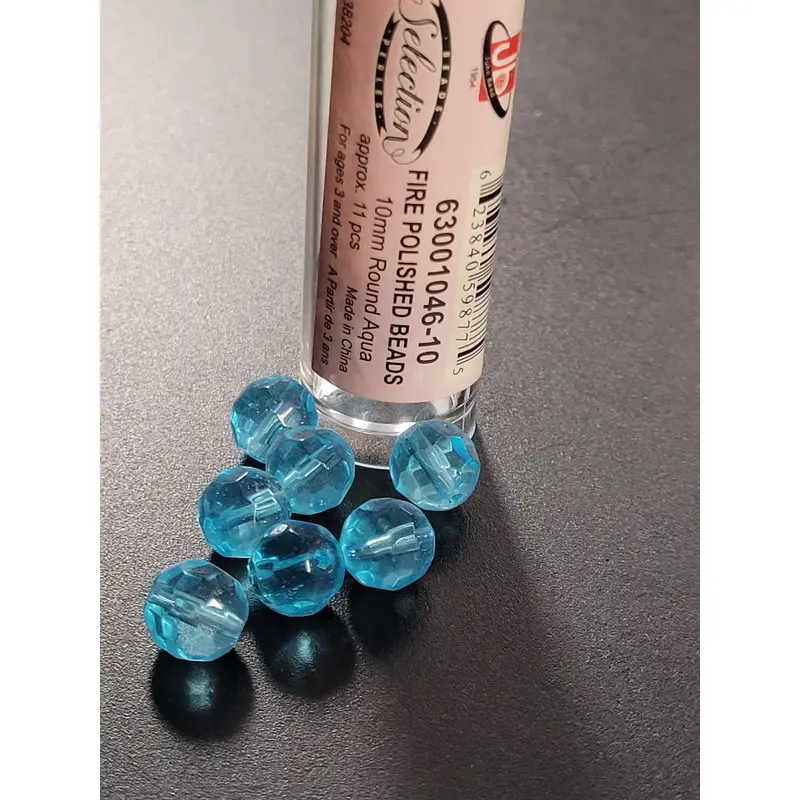 Fire Polished Beads 10mm Round Aqua
