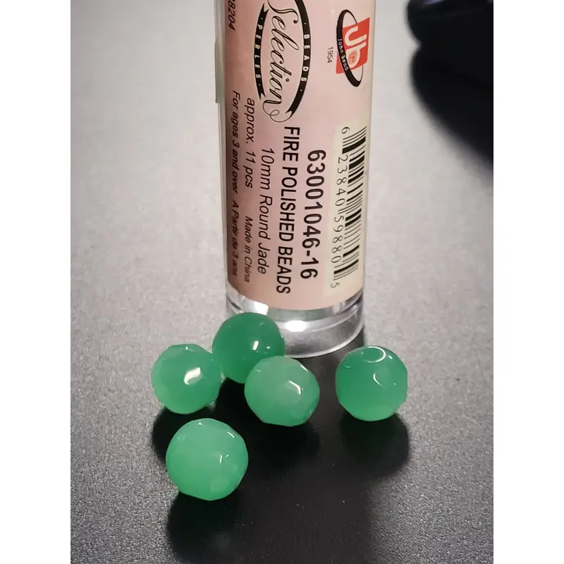 Fire Polished Beads 10mm Round Jade