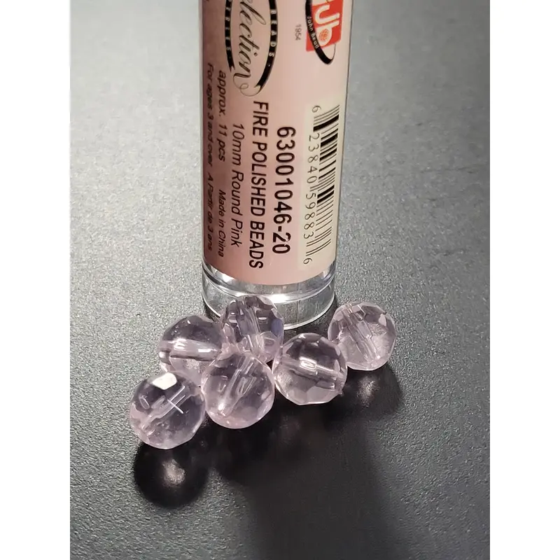 Fire polished Beads 10mm Round Pink