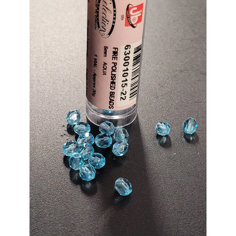 Fire Polished Beads 6mm Round Aqua