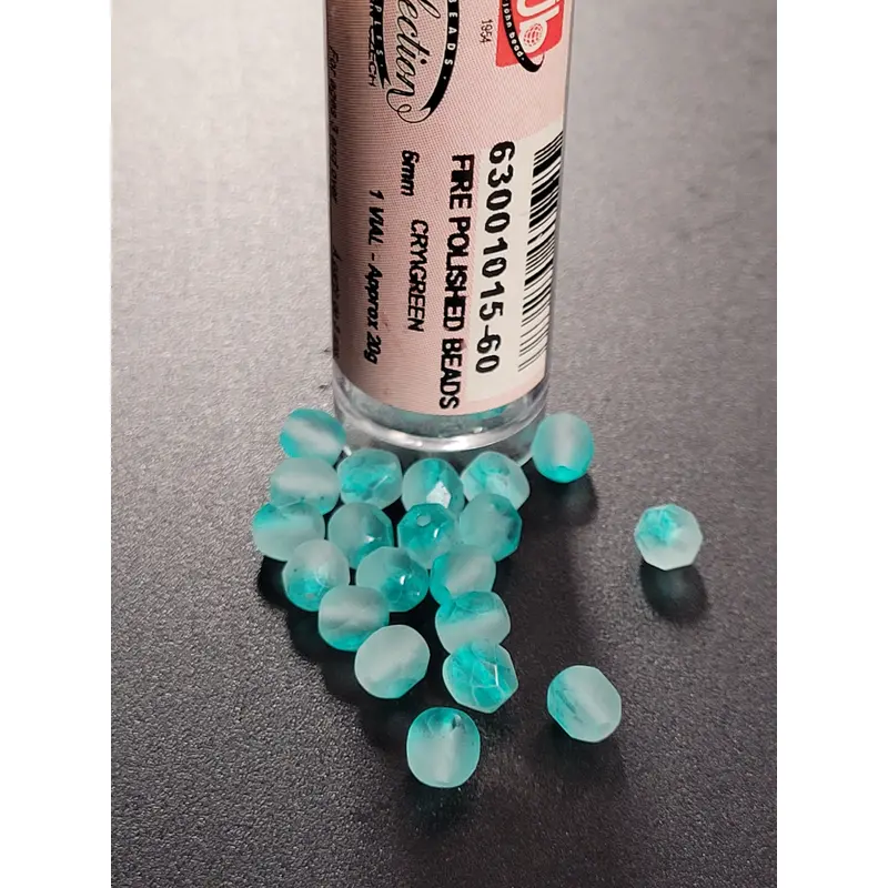 Fire Polished Beads 6mm Round Cry/Green