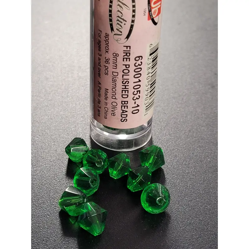 Fire Polished Beads 8mm Diamond Olive