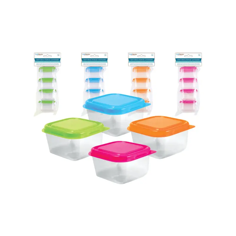 Craft/Bead Storage: 2.5"x1.5" Containers w/Lids 4/pk