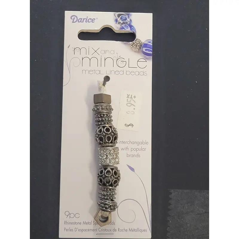 Darice Mix and Mingle Glass Lined Metal Beads, Crystal