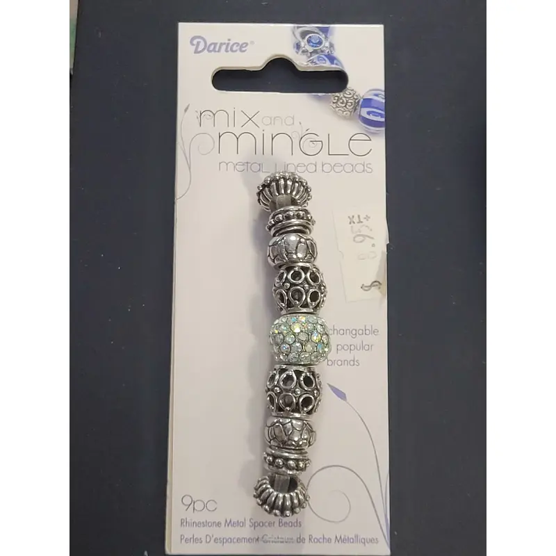 Darice Mix and Mingle Glass Lined Metal Beads, Crystal AB