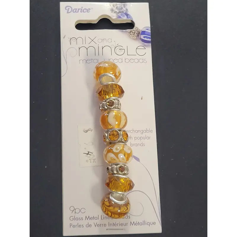 Darice Mix and Mingle Glass Metal-lined Topaz Beads