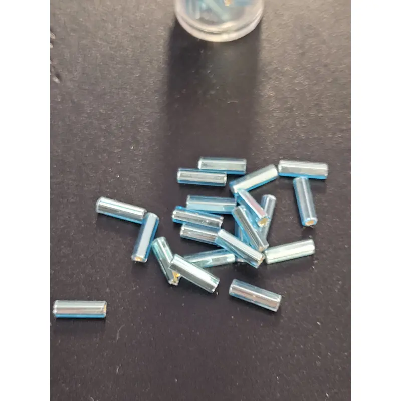 Silver Lined Light Blue Bugle Beads Vial