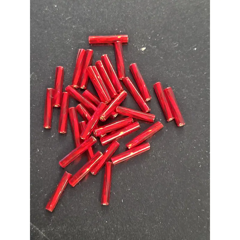 Silver Lined Red Twisted Bugle Beads