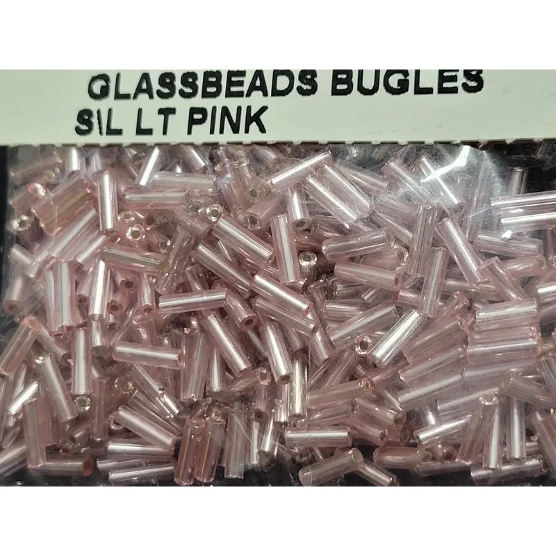 Silver Lined Light Pink Bugle Beads