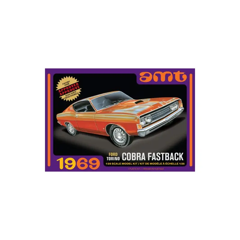 AMT 1969 FORD TORINO COBRA FASTBACK 1:25 SCALE MODEL KIT