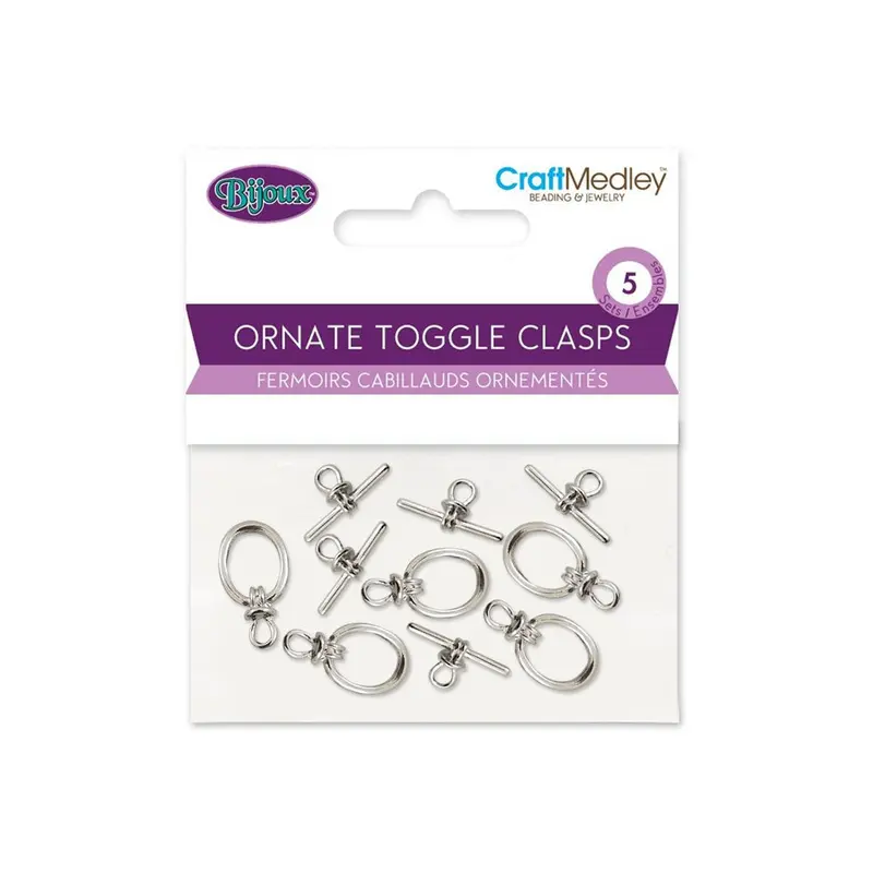 Craft Medley JF255C Jewelry Findings Ornate Toggle Clasps 5 Sets