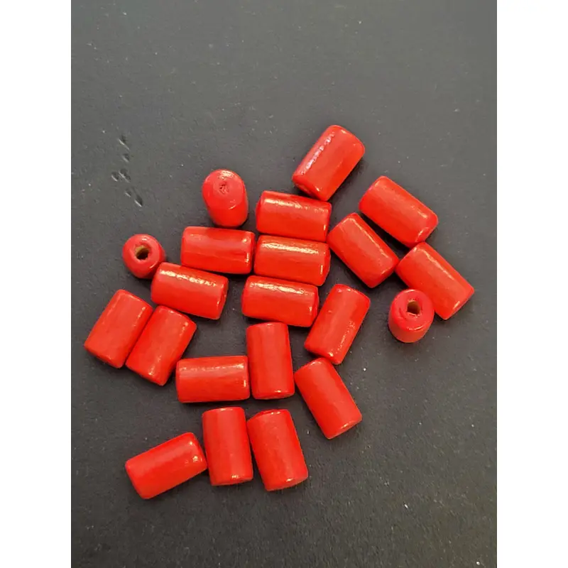 WOODEN BEAD Cylinder Red