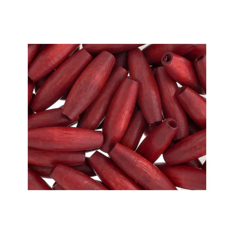 Euro Wood Spaghetti Beads - Red