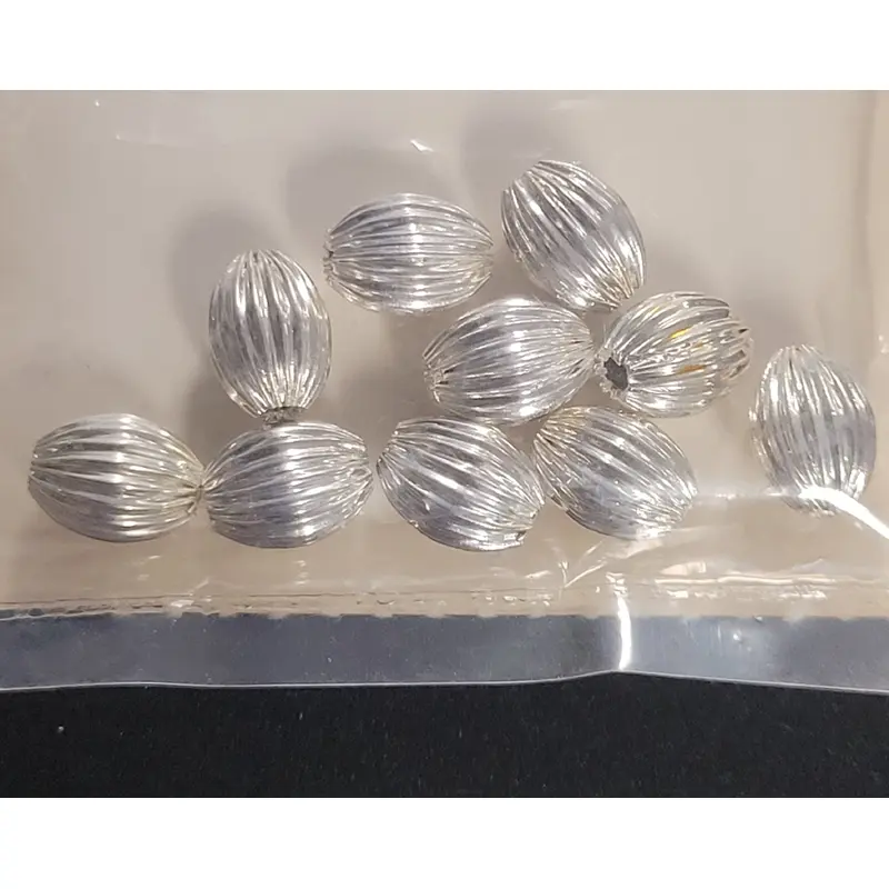 METAL BEAD 9x5mm Fancy Bead SILVER L/F N/F