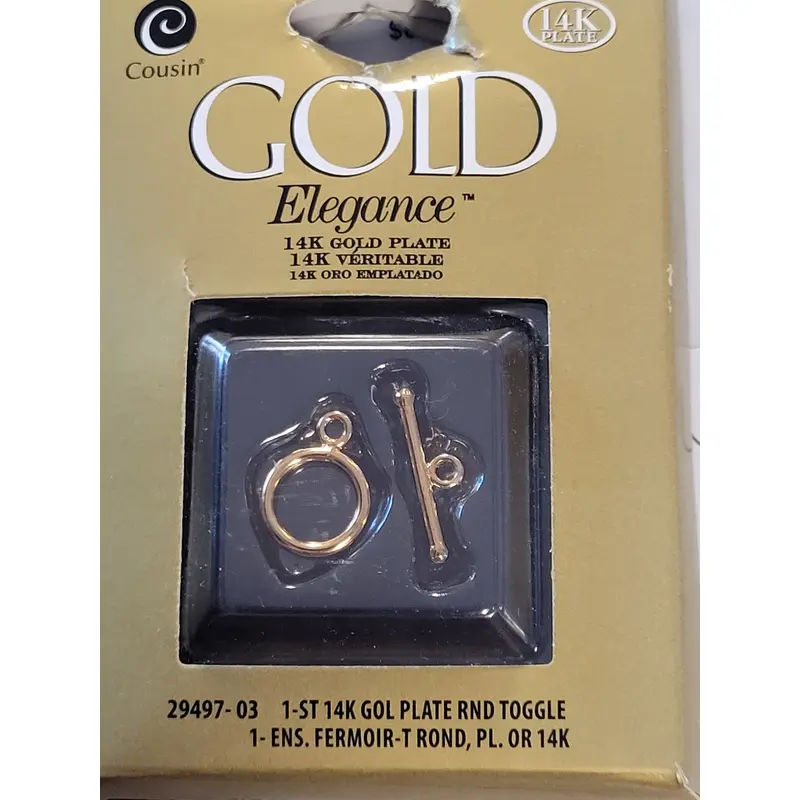 14k Gold Plate Round Toggle