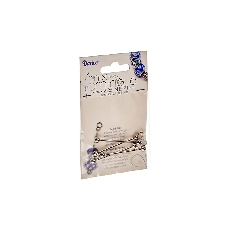 Darice Embossing Template 2-1 / 2-Inch Sterling Silver Bead Pins, Set of 4