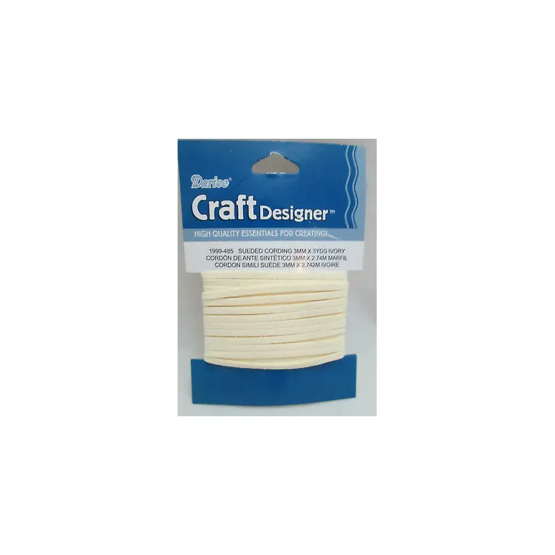 Darice 3mm Flat Sueded Cording - 3 Yards Ivory
