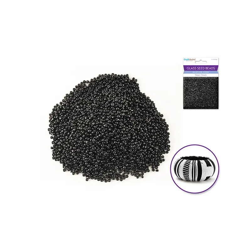 Glass Seed Beads: 12/0 Opaque 60Gms A) Black